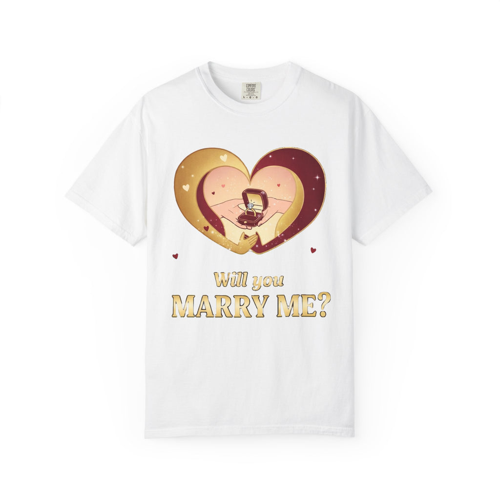 Proposal T-Shirt — "Will You Marry Me?" Heart Engagement Proposal Tee