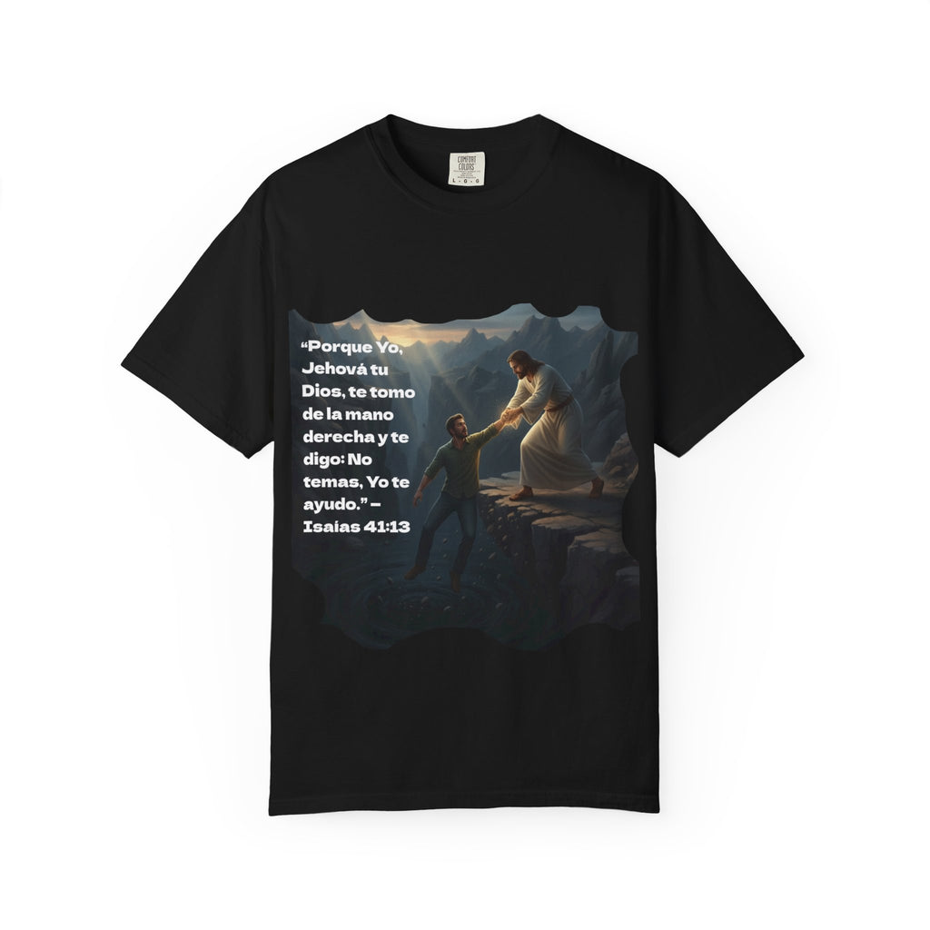 Inspirational Faith T-Shirt with Isaiah 41:13 Design (spanish text)