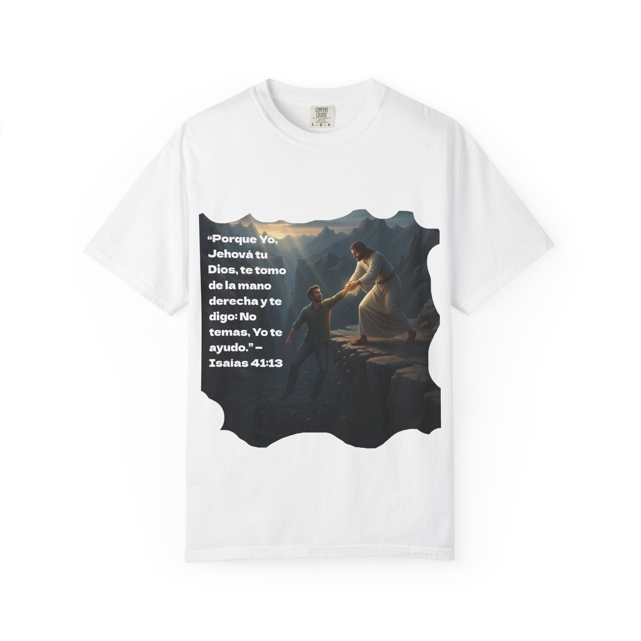 Inspirational Faith T-Shirt with Isaiah 41:13 Design (spanish text)