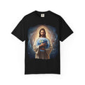 Spiritual Earth Care T-Shirt - Unisex Garment-Dyed Tee Featuring Jesus with Earth Design